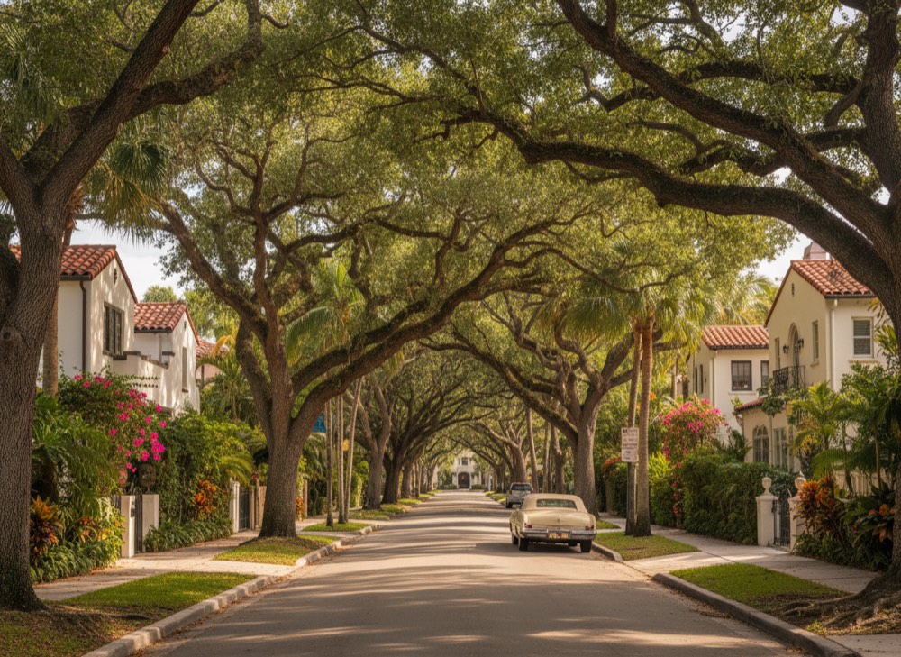 Coconut Grove tree-lined street